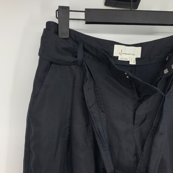 Anthropologie Pants Silk Organza Wide Leg Tie Waist Black NWT - Picture 7 of 14